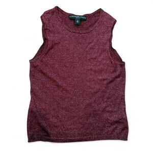 Y2k whimsigoth fairy maroon shimmery silk blend tank Stephanie Chaus size M